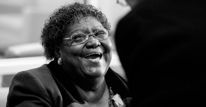 Atwater smiling.